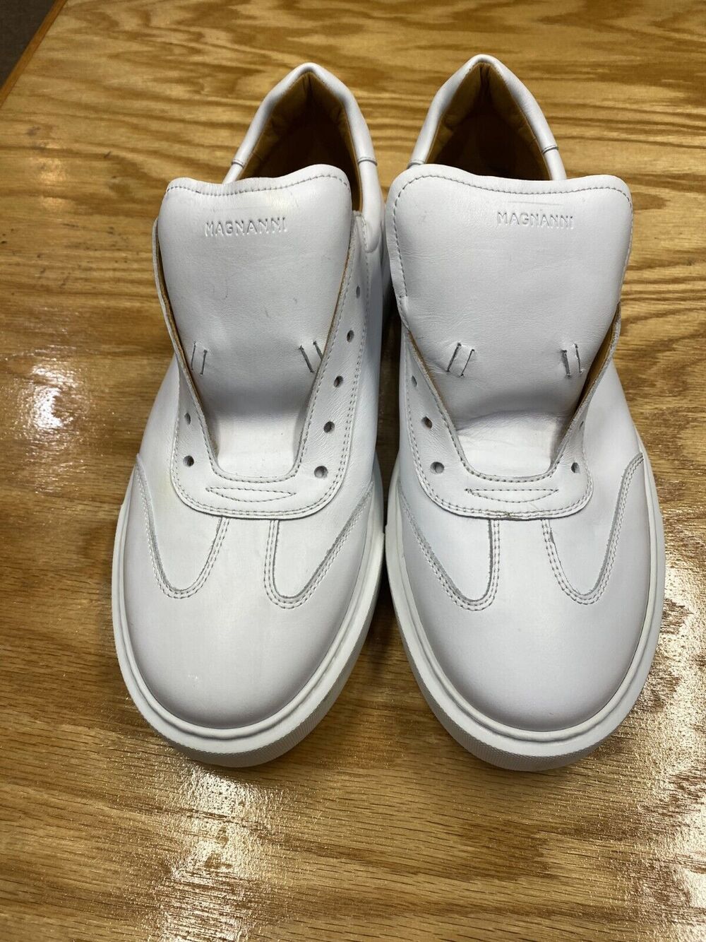Magnanni Sneakers Men's 12 White Leather Lace Up Low Top Athletic Shoes S67
